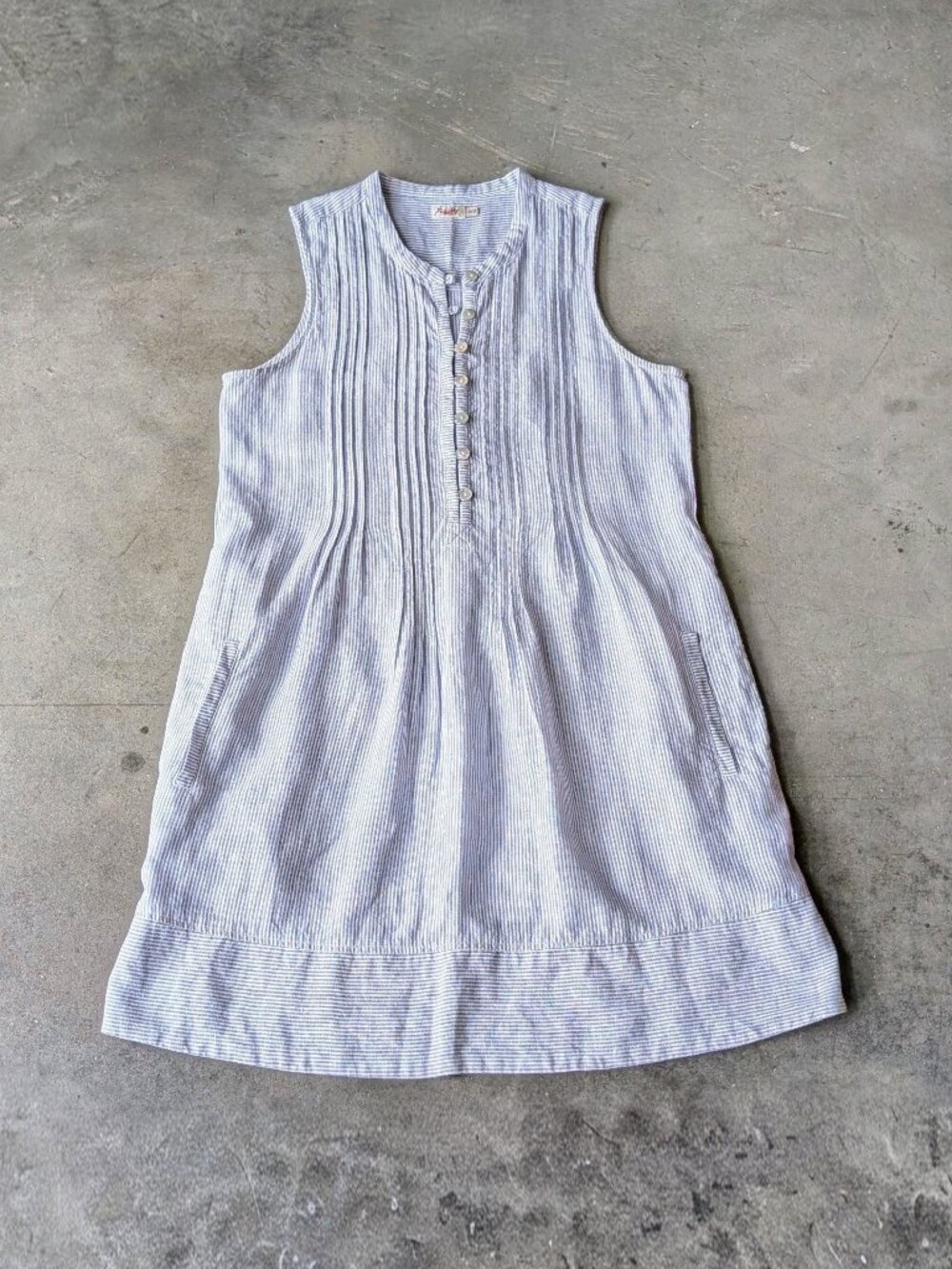 Faherty Isha Blue Stripe Linen Sleeveless Shift Mini Dress Summer Sundress XS - Picture 2 of 8